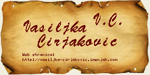 Vasiljka Ćirjaković vizit kartica